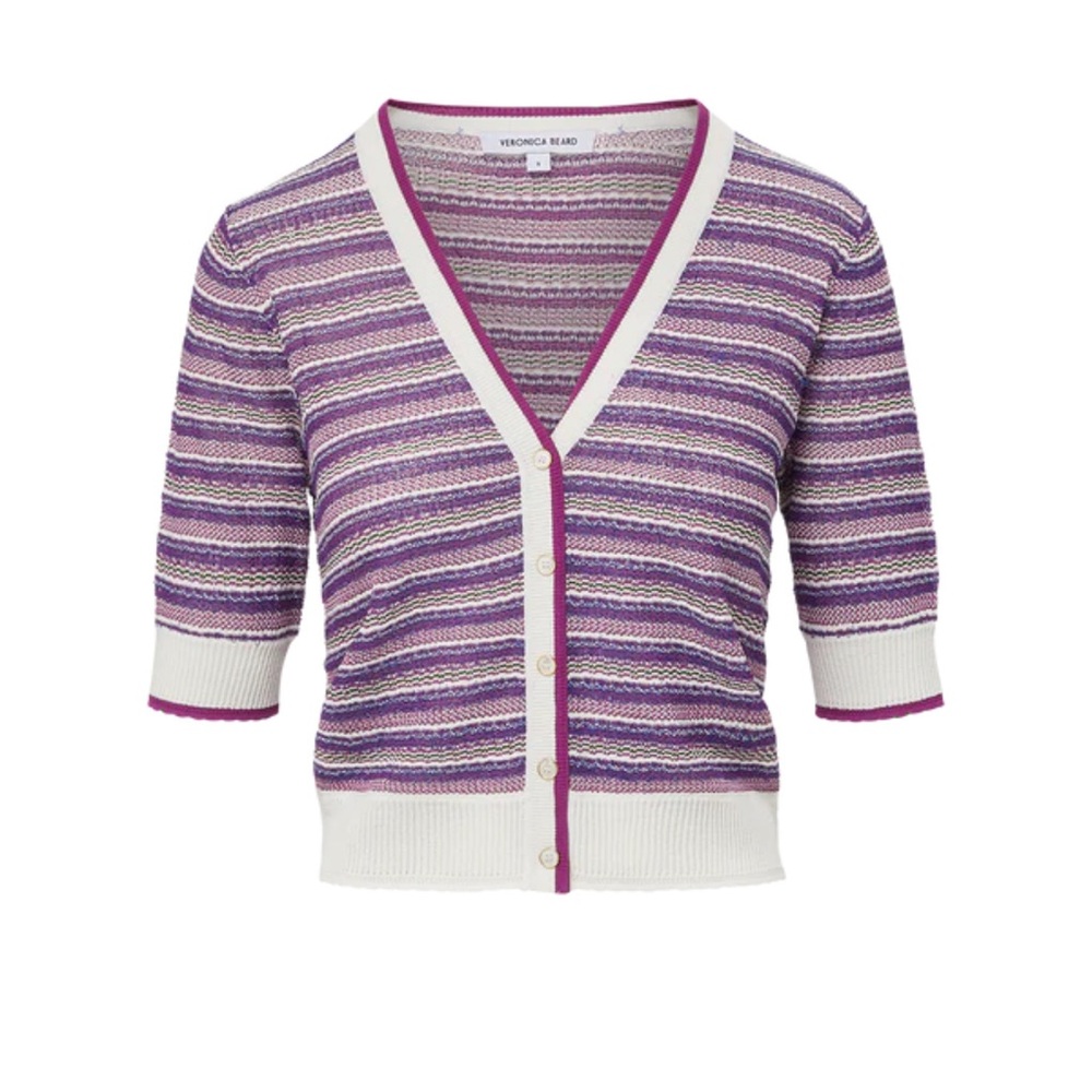 NWOT Veronica Beard Varia Striped Linen-Blend Knit Cardigan - XS